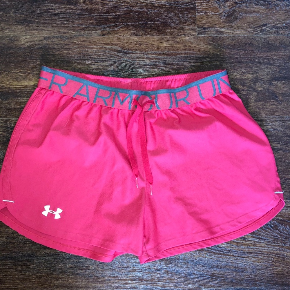 Pink under armor running / athletic shorts